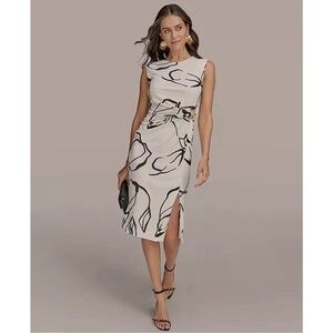 Donna Karan New York Women's Hardware-Trim Side-Twist Dress Size 14W